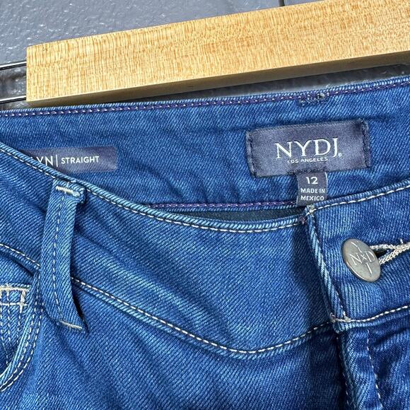 NYDJ Marilyn Straight Jeans Womens 12 Medium Wash Blue Stretch - Picture 3 of 5